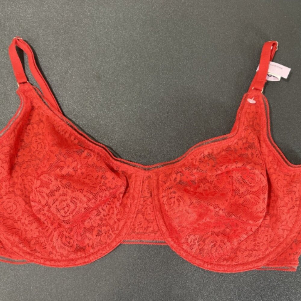 Maidenform Women's Underwire Red Lace Demi Bra Size 38D 10814 - Picture 2 of 3
